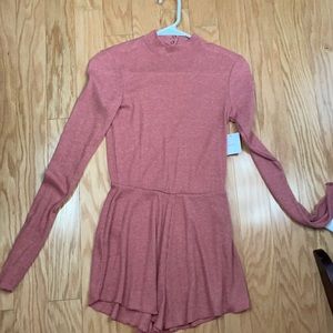 Coral open back romper